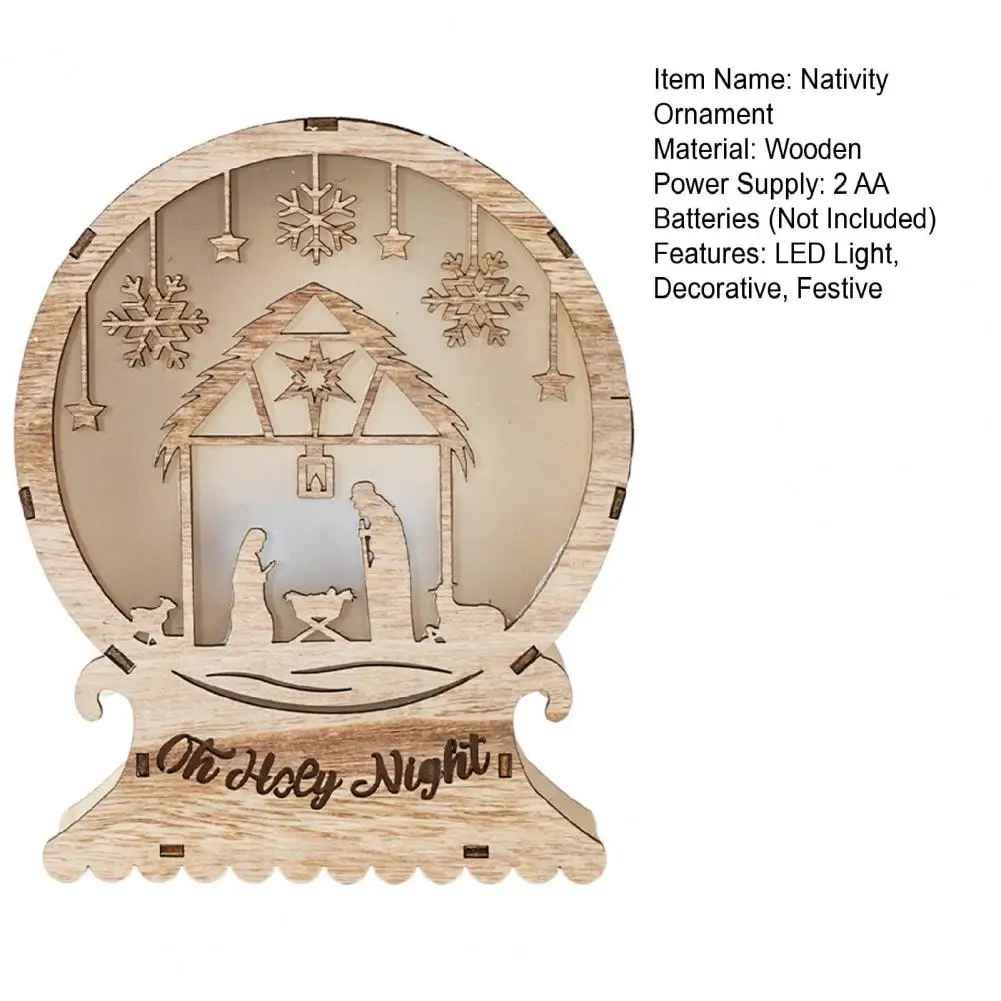 Christian Christmas Home Decoration, Ideas For Christmas Decor, LED Wooden Nativity Scene, Figurine Set for Christmas Decor, Nativity Decoration For Shelf DCLAF22